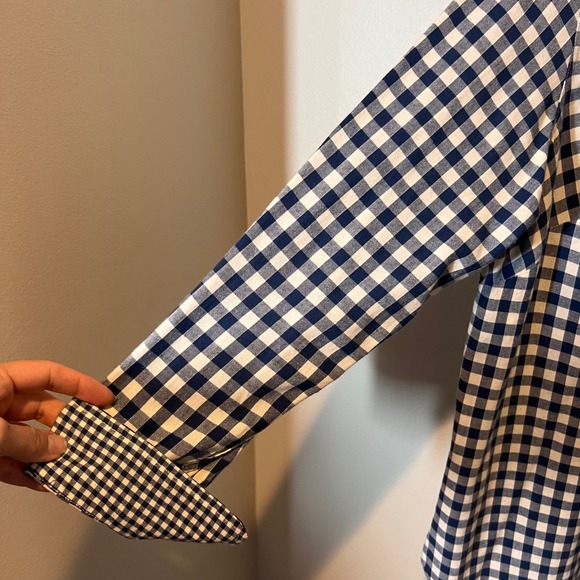 LRL Lauren Jeans Co Womens Navy White Gingham Button‎ Down Collared Shirt 1XL - Picture 4 of 15
